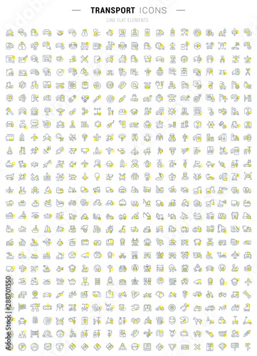 Set Vector Line Icons of Transport