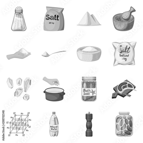 Vector illustration of salt and food icon. Set of salt and mineral stock symbol for web.