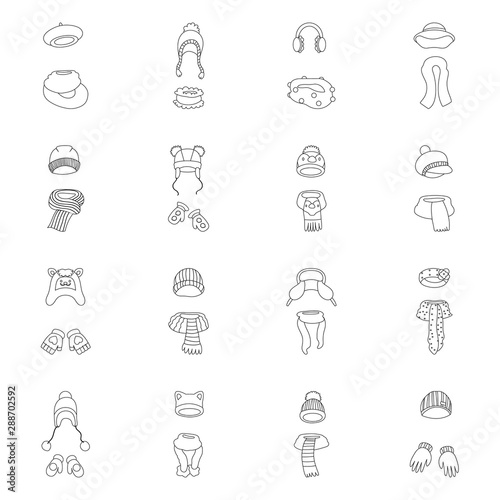Isolated object of winter and cold sign. Set of winter and warm vector icon for stock.