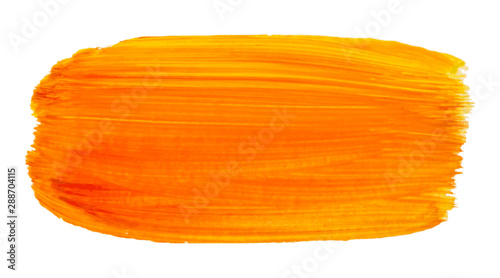 Vector yellow and orange paint texture isolated on white - gouache banner for Your design