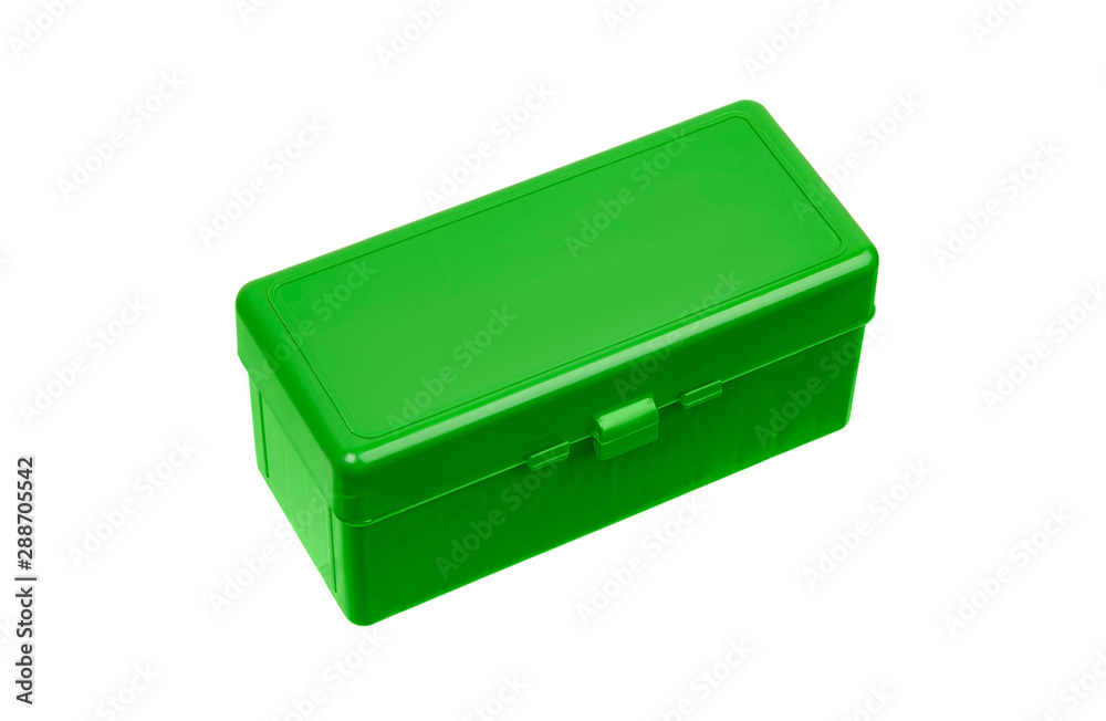 Plastic box for cartridges isolate on white background