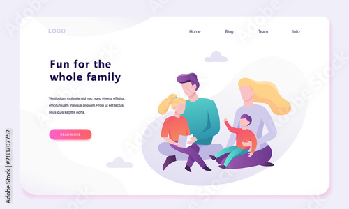 Family web banner concept design. Happy parent