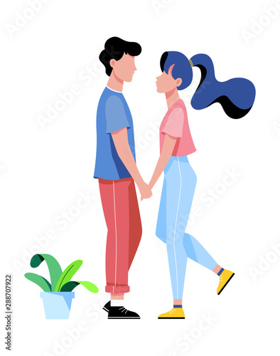 Happy romantic couple standing