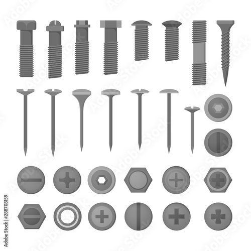 Nail set. Collection of the metal tool for home repair