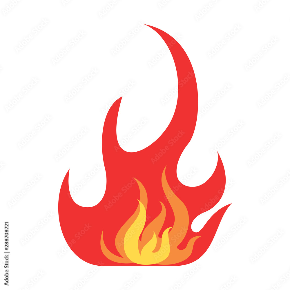 Red and orange fire flame. Hot flaming element Red and orange fire flame. Hot flaming element