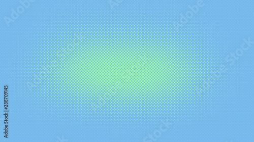 Turquoise and blue pop art background in retro comic style with halftone dots, vector illustration of backdrop with isolated dots