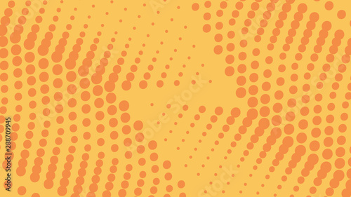 Orange retro pop art background with halftone dots