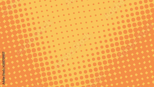 Orange retro pop art background with halftone dots