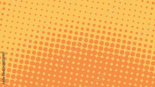 Orange modern pop art background with halftone dots design, vector illustration
