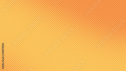 Orange pop art background in retro comic style with halftone dots  vector illustration of backdrop with isolated dots