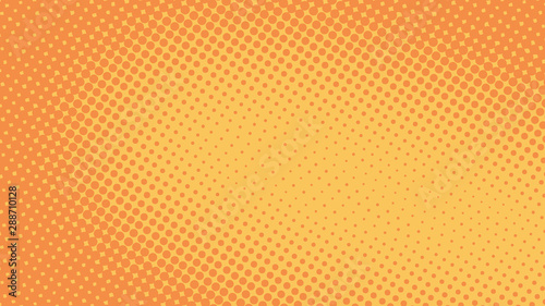 Orange pop art background in retro comic style with halftone dots  vector illustration of backdrop with isolated dots