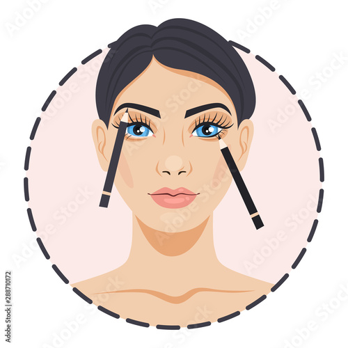 Beautiful woman applying make up on eyebrow