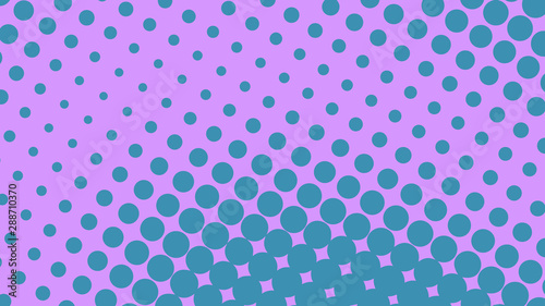 Blue and violet pop art background in retro comic style with halftone dots design isolated