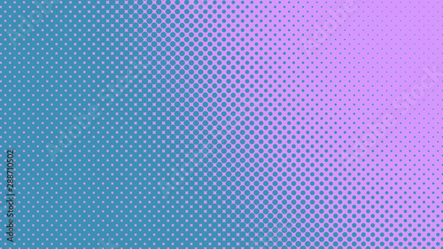 Blue and violet retro pop art background with halftone dots design