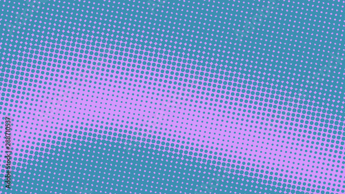 Blue and violet retro pop art background with halftone dots design