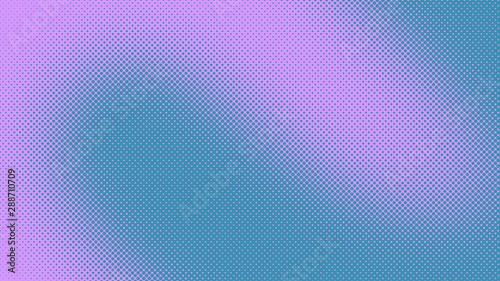 Blue and violet pop art background in retro comic style with halftone dots, vector illustration of backdrop with isolated dots
