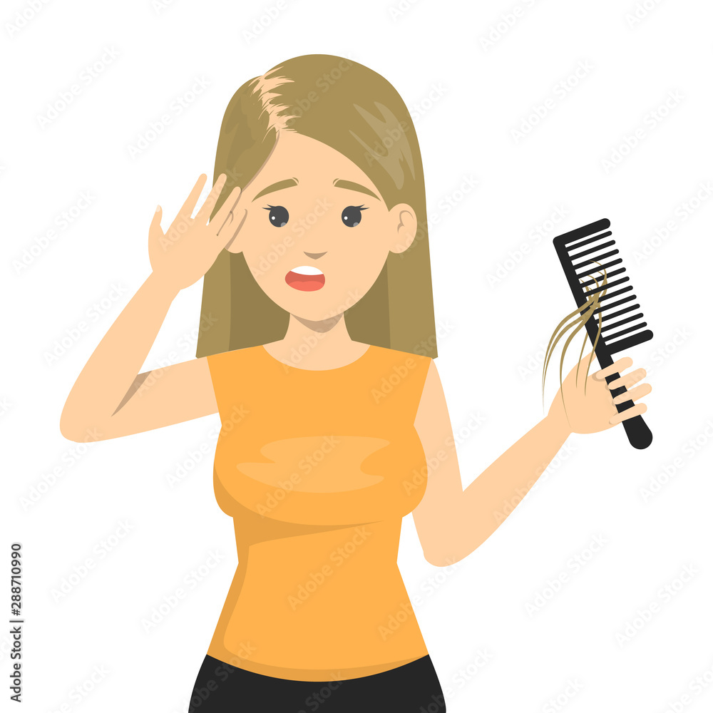 Woman suffering from the hair loss. Bald head Woman suffering from the hair loss. Bald head
