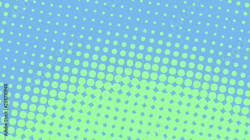 Turquoise and blue modern pop art background with halftone dots design, vector illustration