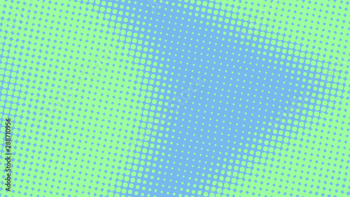 Turquoise and blue retro pop art background with halftone dots design