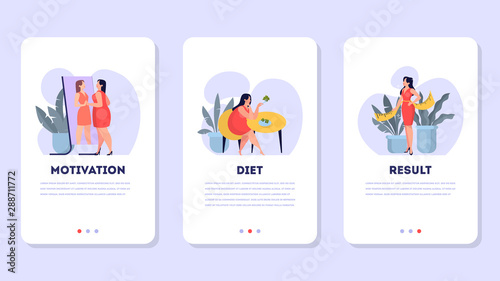 Woman on diet set. Idea of healthy nutrition and meal