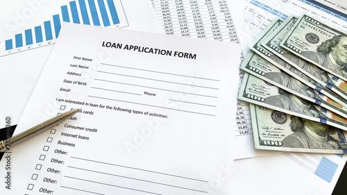 Loan application form document with graph on table