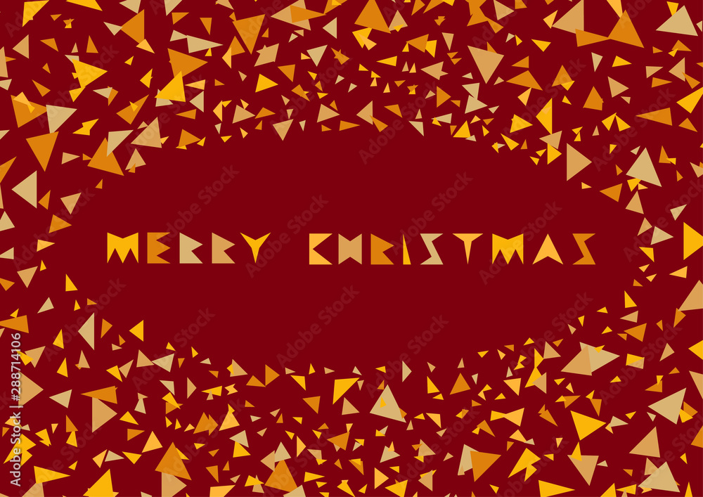 Merry Christmas colorful cover. Festive frame with mosaic polygons. Happy New 2020 Year background.