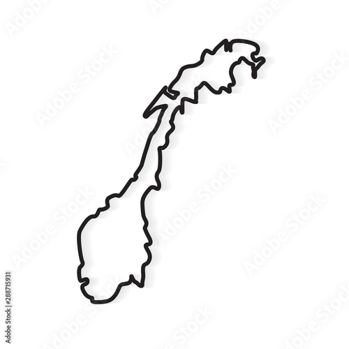 black outline of Norway map- vector illustration