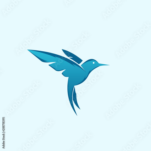 Hummingbird Blue Nature Simple Modern Icon Logo Design Template Element Vector