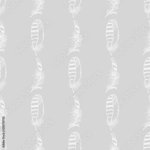 Obraz na plátně Mockingjay feather seamless pattern hand drawn sketch