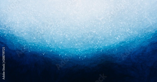Abstract watercolor paint background by deep blue green cool tone with white glitter texture for background, banner in concept ocean, underwater, winter, snow