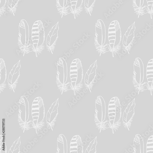 Fotografie Mockingjay feather seamless pattern hand drawn sketch