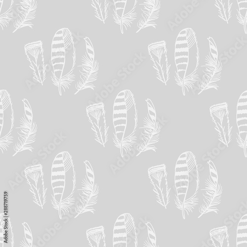 Принти на полотні Mockingjay feather seamless pattern hand drawn sketch