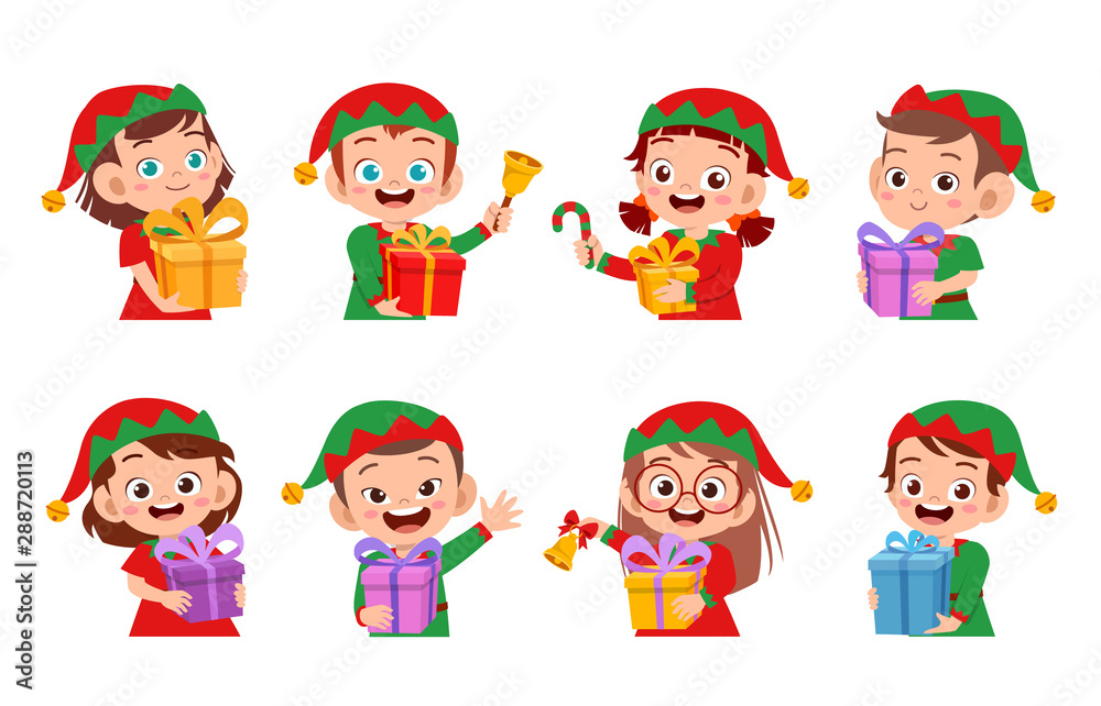 happy kids expression smile christmas set