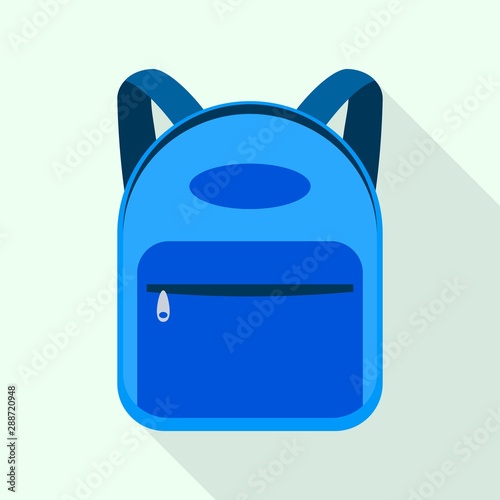 Blue backpack icon. Flat illustration of blue backpack vector icon for web design