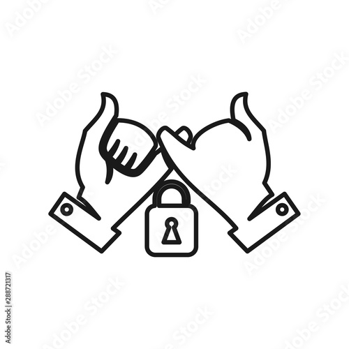 Lock Secure Commitment Teamwork Together Outline Logo