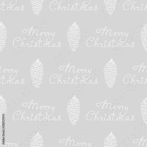 Christmas tree toys, bump pattern with handwritten lettering merry christmas