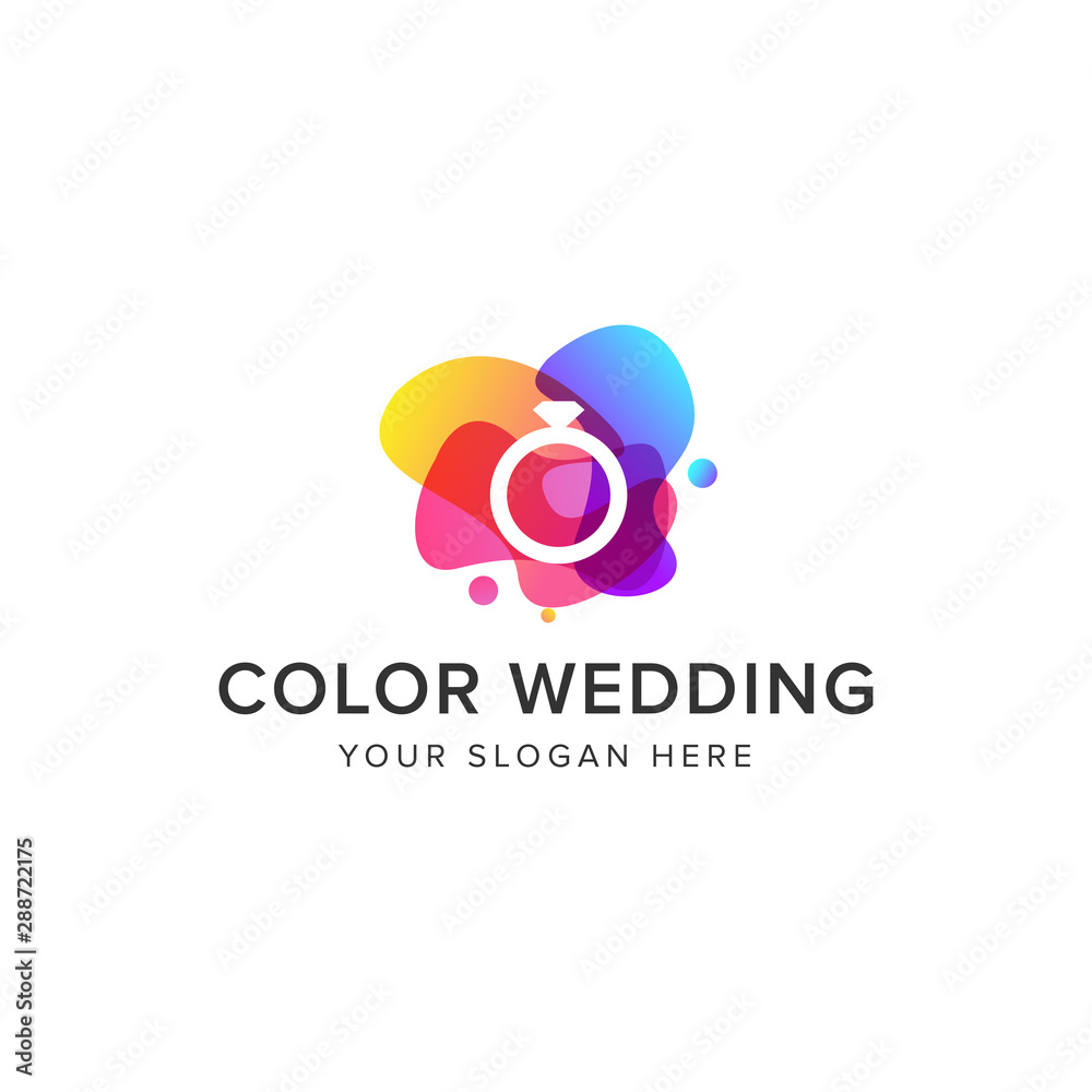 color wedding logo vector icon