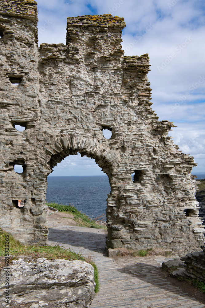 doorway to Tintagel castle, North Cornwall coast