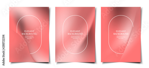 Set of elegant silky smooth pinkish red abstract fabric shape cover, poster, wallpaper design template