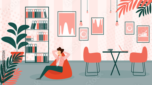 Business Man Sitting in Cozy Armchair in Office