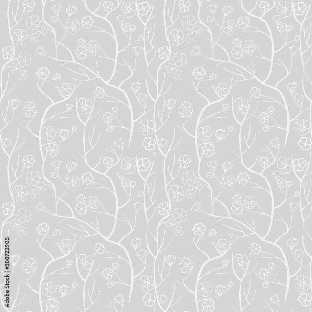 cherry blossom floral seamless pattern hand drawn
