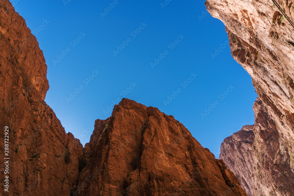 Fototapeta premium Todra Gorges, Morocco, Africa. Amazing high Rock cliffs against deep blue sky