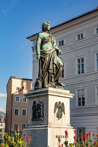 The statue of Wolfgang Amadeus Mozart in Salzburg, Austria