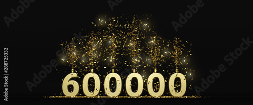 600K followers thank you illustration 3D rendering photo