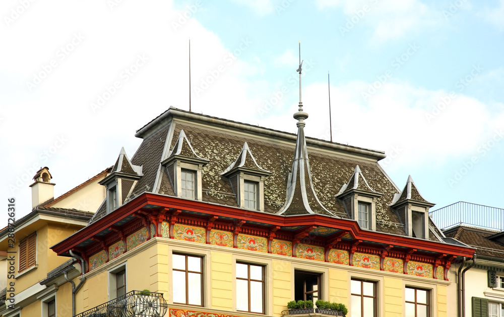 Fragment of old building in Zurich. Switzerland Fragment of old building in Zurich. Switzerland