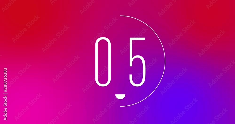 Countdown from 10 to 0 with movement slider indicating the passing time, modern flat design and minimalist. Countdown in 4K with bright and iridescent background with light blue gradient, soft move