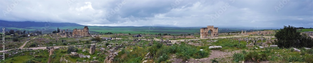 Maroc, vue panoramique du site archéologique de Volubilis