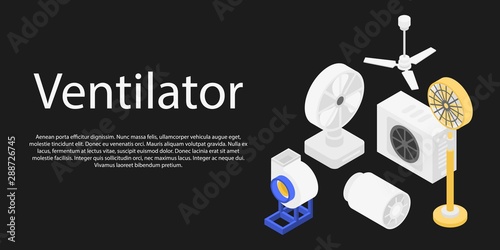 Ventilator set concept banner. Isometric illustration of ventilator set vector concept banner for web design