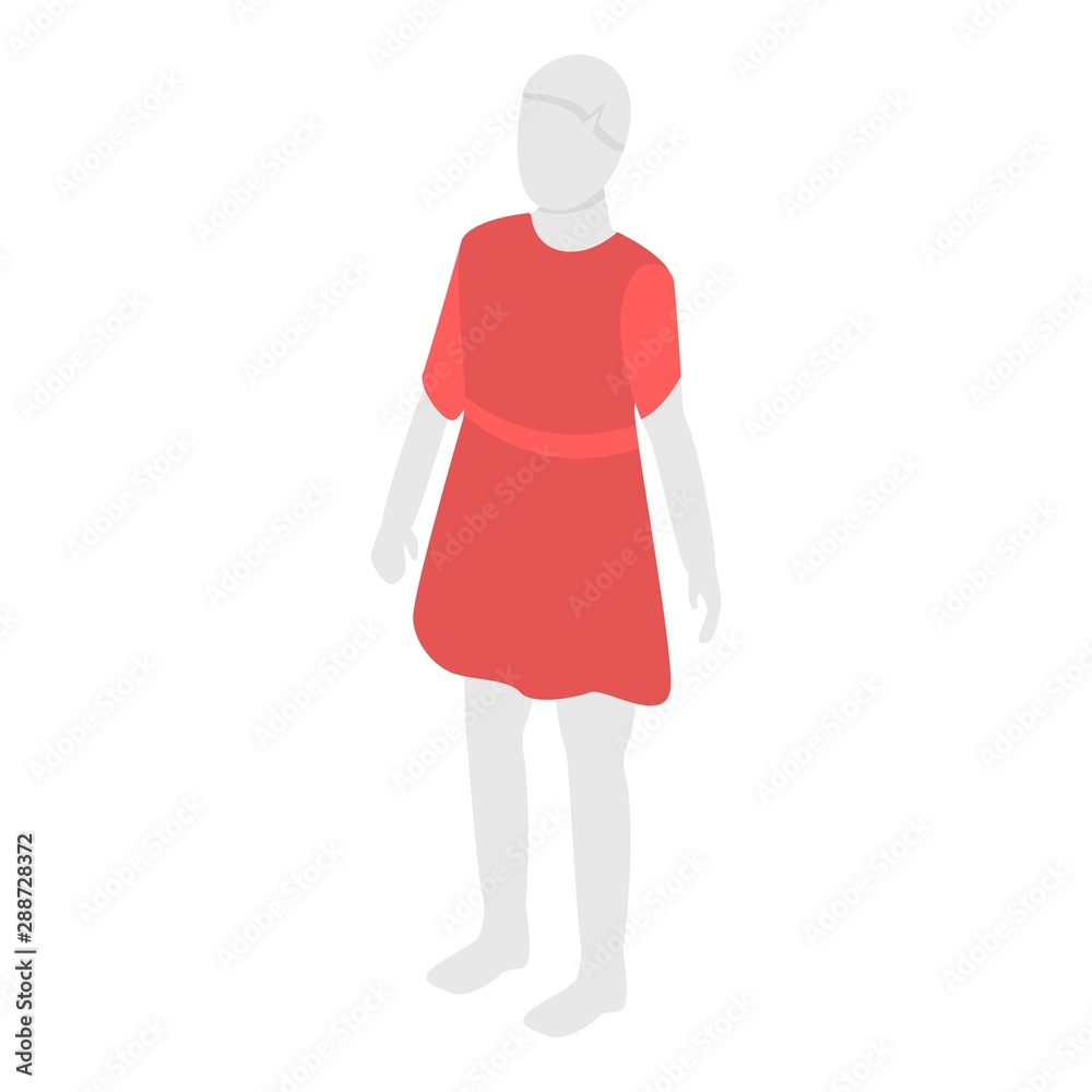 Girl mannequin dress icon. Isometric of girl mannequin dress vector icon for web design isolated on white background Girl mannequin dress icon. Isometric of girl mannequin dress vector icon for web design isolated on white background