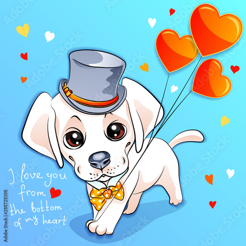 Valentine card with puppy Labrador photo